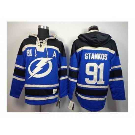 NHL Jerseys Tampa Bay Lightning #91 Stamkos blue-black[pullover hooded sweatshirt][patch A]